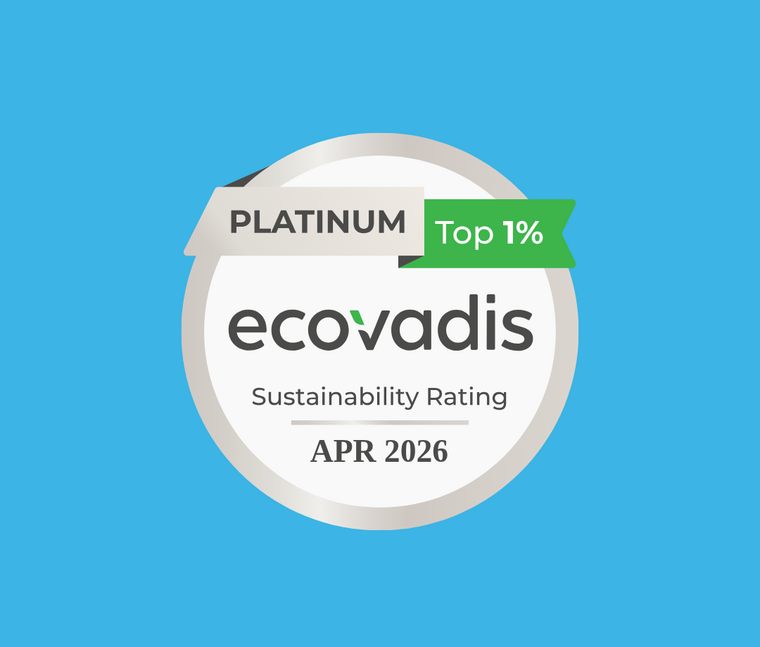 EcoVadis-Platin-Auszeichnung mit Top-1 %-Bewertung für Nachhaltigkeit im April 2026.