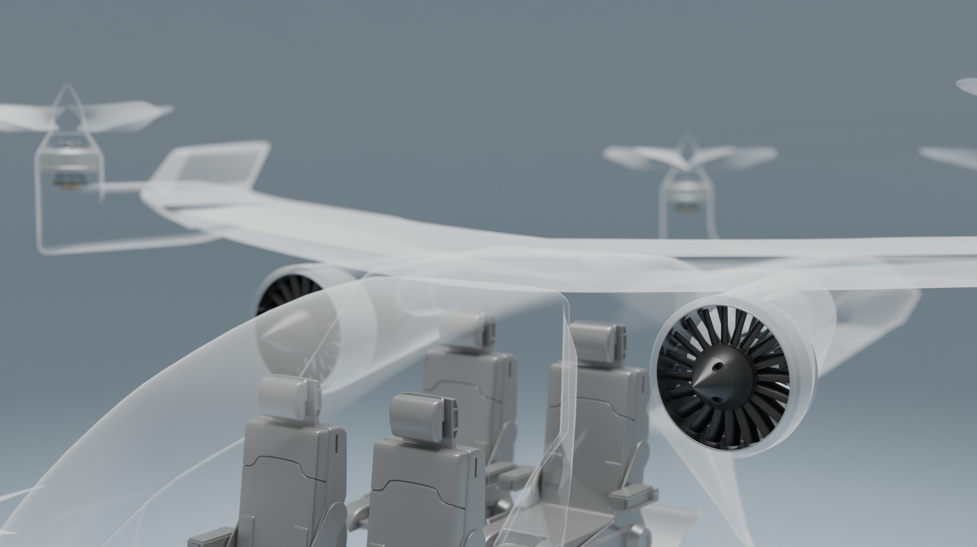 Elektrischer Flugzeug-Fan in Urban-Air-Mobility-Konfiguration.